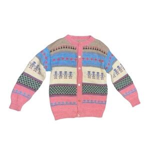 90s Knit Button up Cardigan Sweater Size Large Grandma Core Whimsical Winter